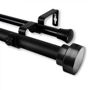 Rod Desyne Bonnet Double Curtain Rod - 1-in - Stainless Steel - Black