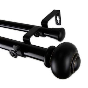 Rod Desyne Rotunda Double Curtain Rod - 120-in to 170-in - Black