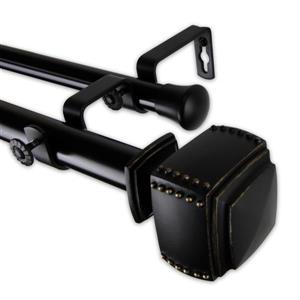 Rod Desyne Bennett Double Curtain Rod - 66-in to 120-in - Black