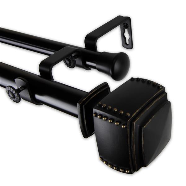 Rod Desyne Bennett Double Curtain Rod 120 To 170 Black Rona