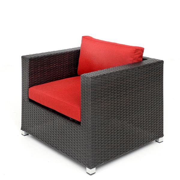 Think Patio Innesbrook Patio Conversation Set - Red Cushions - 9-piece