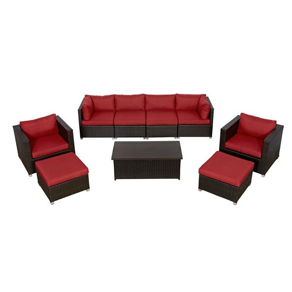 Think Patio Innesbrook Conversation Set Red Cushions 9 Piece Ib9 2r Rona - Resin Wicker Patio Conversation Sets