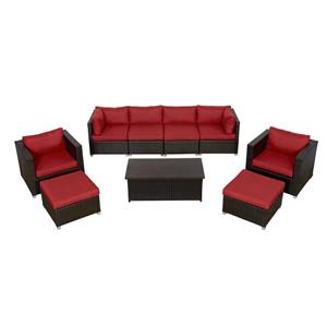 Think Patio Innesbrook Patio Conversation Set - Red Cushions - 9-piece