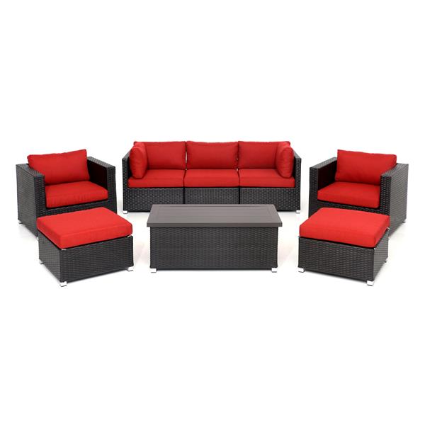 Think Patio Innesbrook Conversation Set Red Cushions 8 Piece Ib8 1r Rona - Resin Wicker Patio Conversation Sets