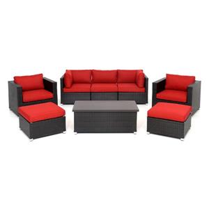 Think Patio Innesbrook Patio Conversation Set - Red Cushions - 8-piece