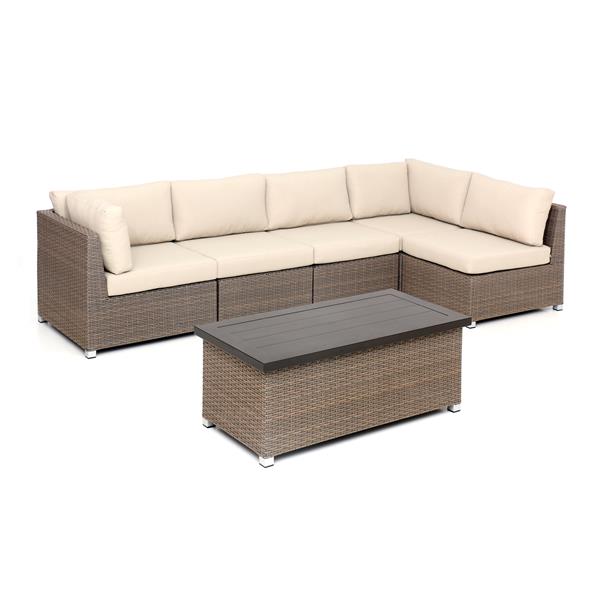 Think Patio Chambers Bay Patio Conversation Set Tan Cushions 6 Piece Cb6 2t Rona