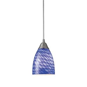 ELK Lighting Arco Baleno Pendant Light - 1-Light - Satin Nickel with Sapphire Glass