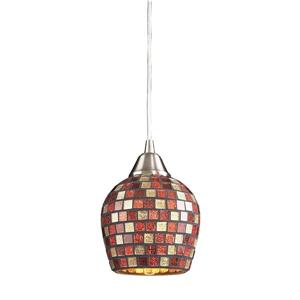 ELK Lighting Fusion Mini Pendant Light - 1-Light - 5-in - Satin Nickel with Mosaic Glass