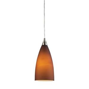 ELK Lighting Vesta Mini Pendant Light - 1-Light - Satin Nickel with Tobacco Glass