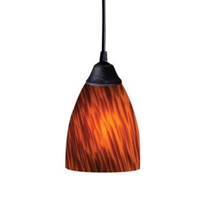 ELK Lighting Classico Mini Pendant Light - 1-Light - Dark Rust with Espresso Glass