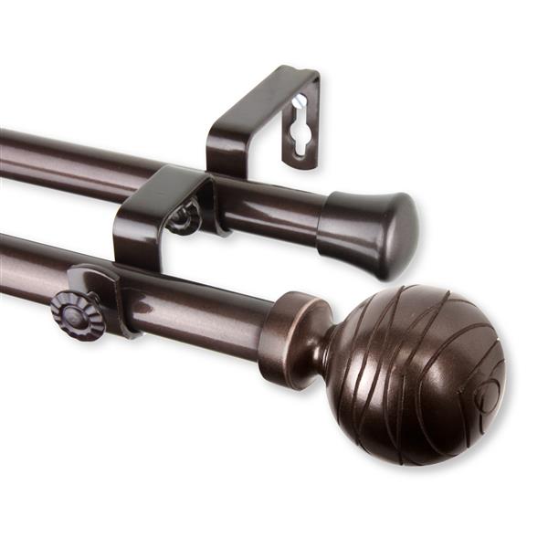 Rod Desyne Arman Double Curtain Rod - 66-120-in - 13/16-in - Cocoa