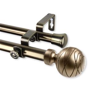 Rod Desyne Arman Double Curtain Rod - 28-48-in- 13/16-in - Brass