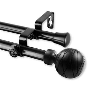 Rod Desyne Arman Double Curtain Rod - 28-48-in - 13/16-in - Black