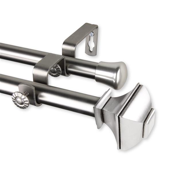 Rod Desyne Marion Double Curtain Rod - 28-48-in - 13/16-in - Nickel