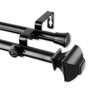 Rod Desyne Marion Double Curtain Rod - 66-120-in- 13/16-in - Black