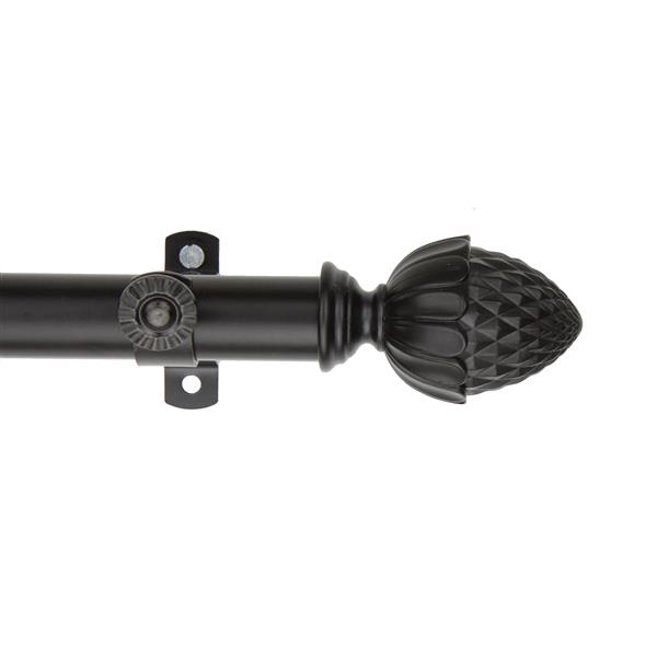 Rod Desyne Acorn Curtain Rod - 120-170-in - 13/16-in - Black