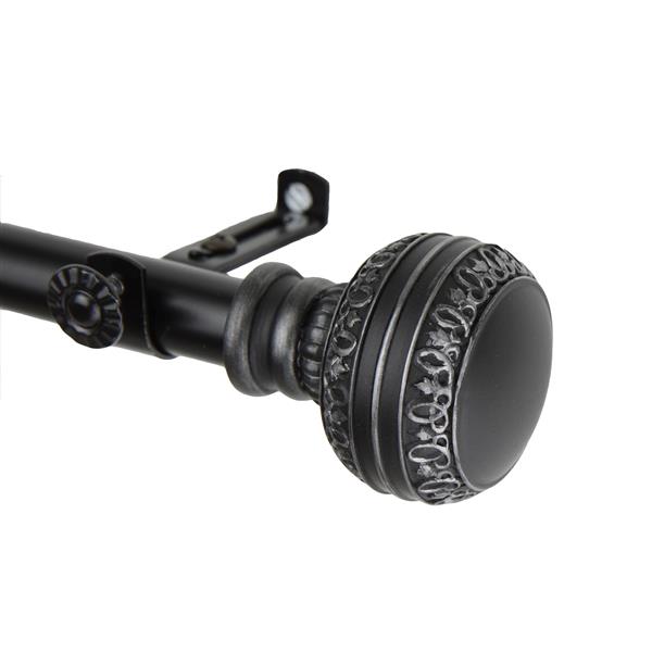 Rod Desyne Ornament Curtain Rod - 28-48-in - 13/16-in- Black