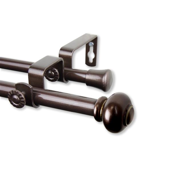 Rod Desyne Yolanda Double Curtain Rod - 84-120-in - 5/8-in - Cocoa