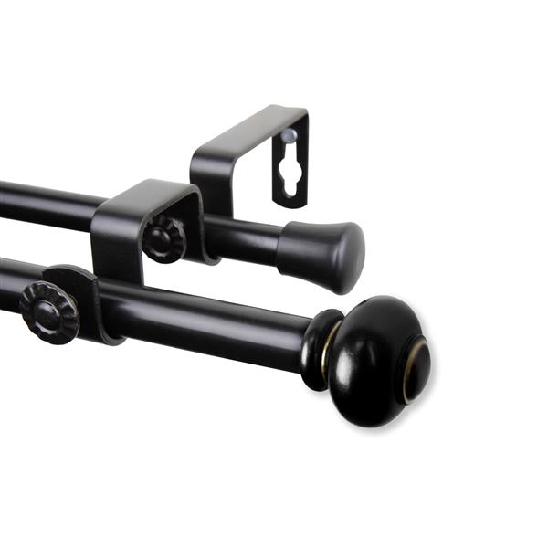 Rod Desyne Yolanda Double Curtain Rod - 84-120-in - 5/8-in- Black 5788 ...