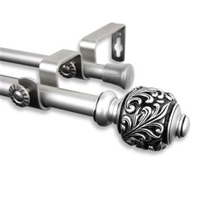 Tringle à rideaux double Tilly, 84-120 po, 5/8 po, nickel