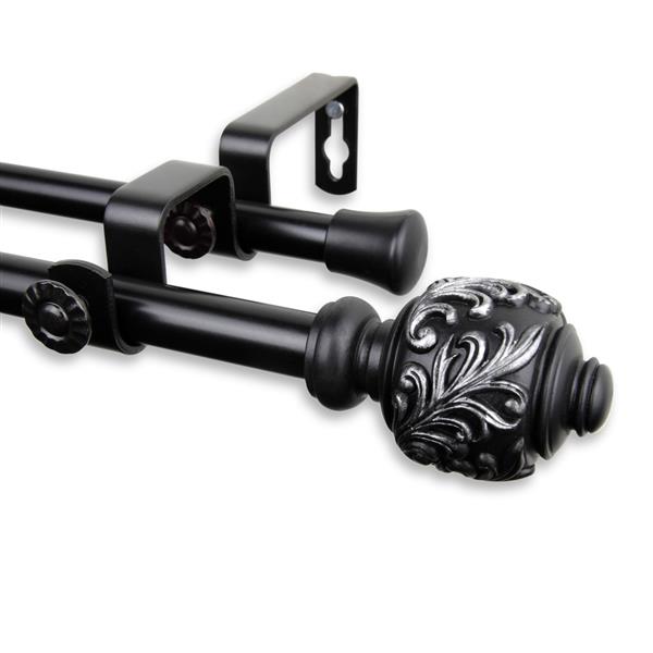 Rod Desyne Tilly Double Curtain Rod - 28-48-in- 5/8-in- Black