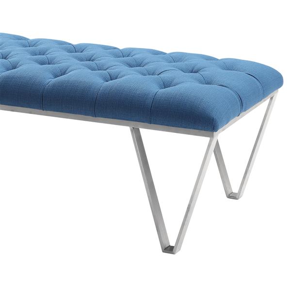 Armen Living Serene Bench - 18" x 54" - Fabric - Blue