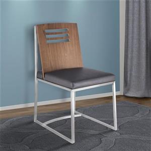 Armen Living Oxford Dining Chairs - 33" - Faux Leather - Gray - Set of 2
