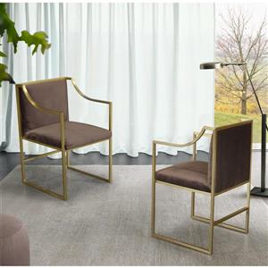 Armen Living Seville Dining Chair - 33" x 22" - Polyester - Brown