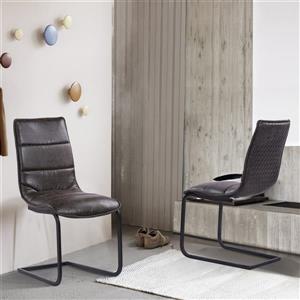 Armen Living Newark Dining Chairs - 37" - Polyester - Brown - Set of 2