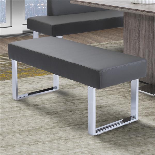 Armen Living Amanda Dining Bench 48 X 19 Faux Leather Gray