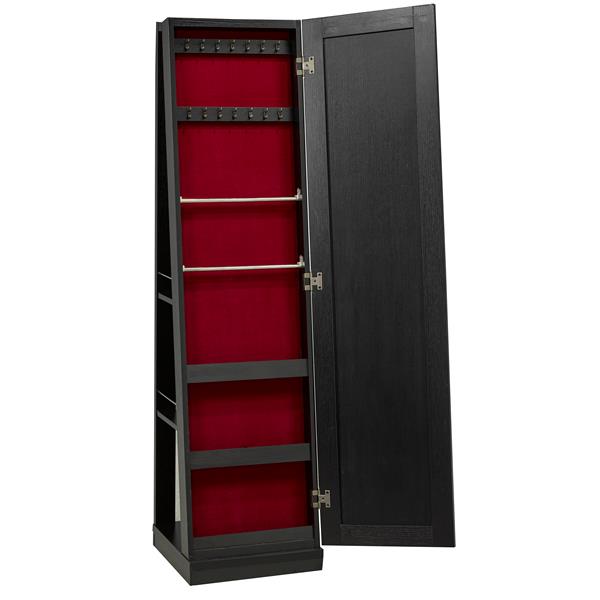 Brassex Jewelry Cabinet with Mirror - 15.5" x 63.5" - Wood - Black