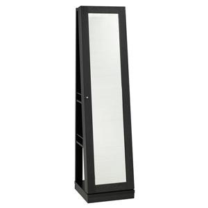 Brassex Jewelry Cabinet with Mirror - 15.5" x 63.5" - Wood - Black