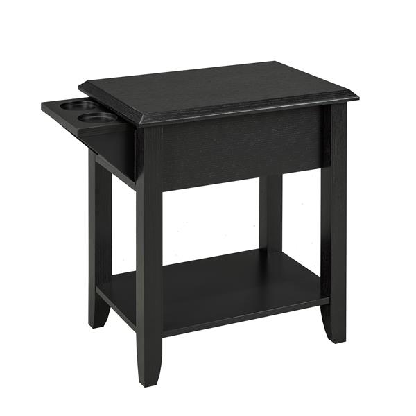 Brassex Telephone Stand with Storage Drawer - 24-in - Wood - Black