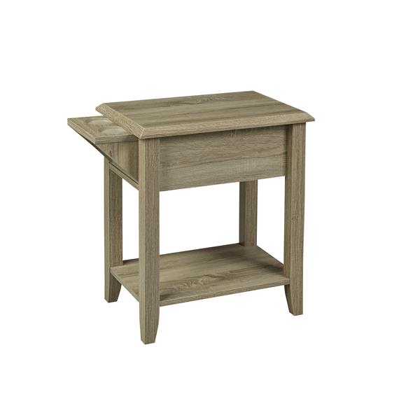 Table de téléphone avec tiroir, 24 po, bois, taupe foncé