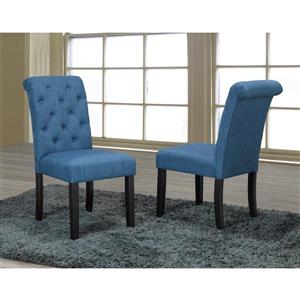 BRASSEX Chaises de cuisine Indira, 19 po, polyester, bleu, ens. de 2