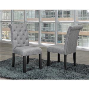 Brassex Soho Dining Chairs - 18" x 19" - Fabric - Gray - Set of 2