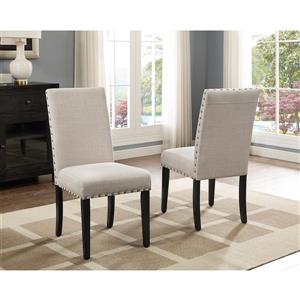 Brassex Indira Dining Chairs - 19" - Polyester - Beige - Set of 2