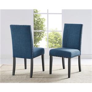 Brassex Indira Dining Chairs - 19-in - Polyester - Blue - Set of 2