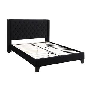 Brassex Jia Queen Platform Bed Frame - 67.75" - Polyester - Black
