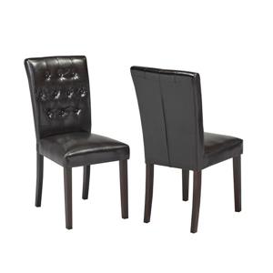 Brassex Side Chairs - 22-in - Faux Leather - Espresso - Set of 2