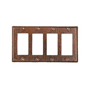 Premier Copper Products Quadruple  Wall Plate - Ground Fault/Rocker GFI - Copper