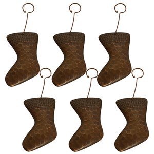 Premier Copper Products Copper Stocking Christmas Ornament - 6 PK