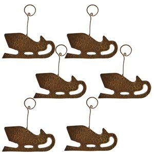 Premier Copper Products Copper Sleigh Christmas Ornament - 6 PK