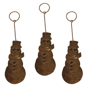 Ornement de Noël en cuivre, bonhomme neige, 3 pqt
