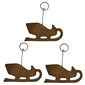 Premier Copper Products Copper Sleigh Christmas Ornament - 3 PK