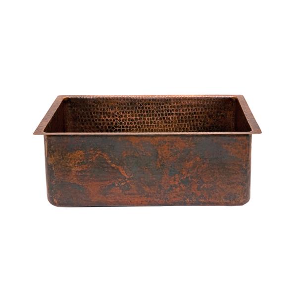 Premier Copper Products Copper Kitchen Sink with Drain and Accessories - 25-in