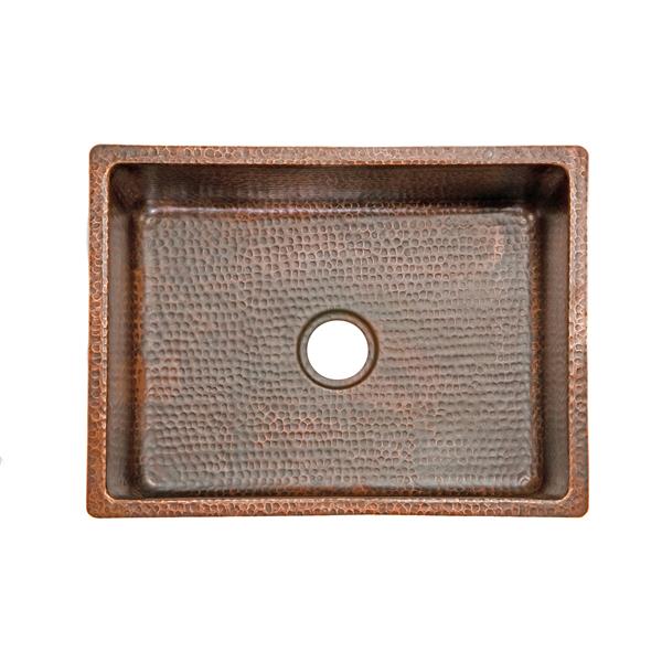 Premier Copper Products Copper Kitchen Sink with Drain and Accessories - 25-in