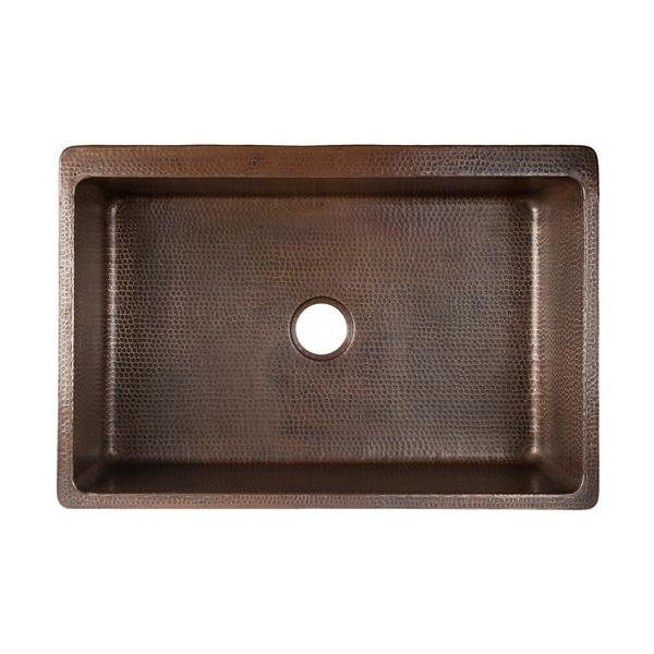 Premier Copper Products Kitchen Sink with Drain - 33-in - Copper/Nickel