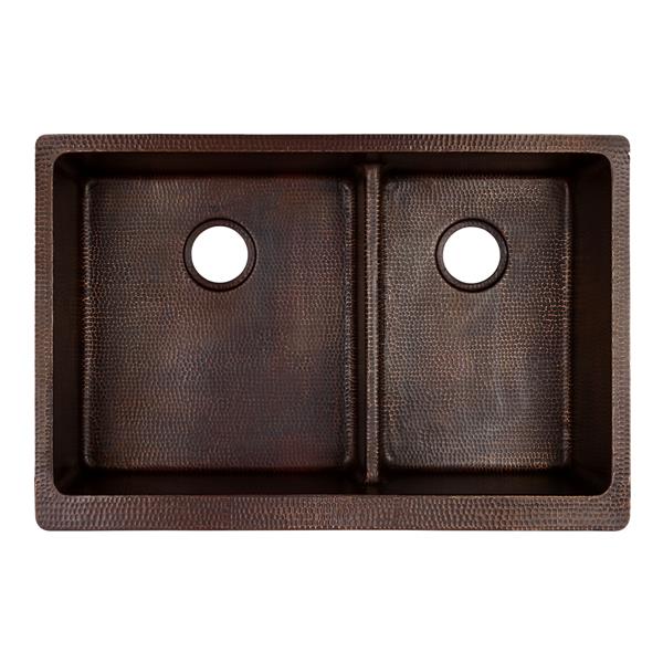 Premier Copper Products Copper Kitchen Sink with Drain - 33-in