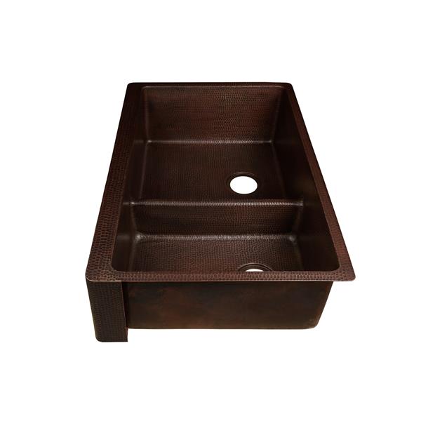 Premier Copper Products Copper Kitchen Sink with Drain - 33-in